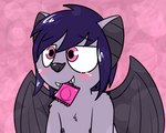 ambiguous_gender anthro blush condom condom_in_mouth fur hair mouth_hold nipples nude object_in_mouth sexual_barrier_device simple_background smile solo young young_anthro pokefound da_silva mattie_(pokefound) bat mammal megabat 5:4 hi_res female_(lore)