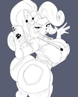 annoyed big_breasts big_butt breasts butt clothing curvy_figure electronics female huge_breasts huge_butt phone shirt solo tongue tongue_out topwear voluptuous senior_garabato activision crash_bandicoot_(series) coco_bandicoot bandicoot mammal marsupial absurd_res hi_res