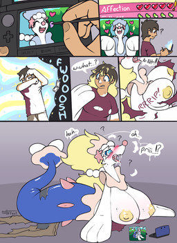areola big_breasts blush blush_lines bottomwear breast_growth breasts busty_feral clothing comic_panel dialogue electronics female female_feral feral forced forced_transformation game_console gender_transformation growth hand_expansion hands_to_flippers heart_symbol huge_breasts human_to_feral male mtf_transformation nipples pants pokemon_speak shirt simple_background species_transformation speech_bubble text topwear torn_bottomwear torn_clothing torn_pants torn_shirt torn_topwear transformation transformation_sequence yellow_areola yellow_nipples nulloffset nintendo nintendo_ds_family pokemon pokemon_refresh aquatic generation_7_pokemon human mammal pinniped pokemon_(species) primarina shiny_pokemon absurd_res comic english_text hi_res
