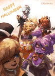 anthro blue_eyes blush bow_ribbon bow_tie brown_hair buckteeth clothing costume crossgender female group hair hat headgear headwear holidays jack-o'-lantern mtf_crossgender name_tag pom_poms teeth top_hat croseneu five_nights_at_freddy's five_nights_at_freddy's_2 fredina's_nightclub halloween scottgames bonnie_(cally3d) bonnie_(fnaf) chica_(cally3d) chica_(fnaf) foxy_(cally3d) foxy_(fnaf) freddy_(fnaf) fredina_(cally3d) marie_(cally3d) marionette_(fnaf) avian bear bird canid canine chicken fox galliform gallus_(genus) lagomorph leporid mammal phasianid rabbit 2023 digital_media_(artwork) hi_res