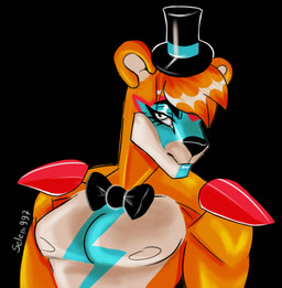 anthro clothing hat headgear headwear machine male muscular nipples solo selem997 five_nights_at_freddy's five_nights_at_freddy's:_security_breach scottgames steel_wool_studios glamrock_freddy animatronic bear mammal robot absurd_res hi_res