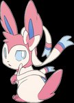 3_fingers ambiguous_gender black_nose blue_eyes feral fingers fur looking_back open_mouth pawpads paws pink_body pink_fur simple_background sitting solo transparent_background white_body white_fur furyraptor23 nintendo pokemon eeveelution generation_6_pokemon pokemon_(species) sylveon alpha_channel hi_res