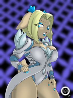 abstract_background anthro antlers armor big_breasts blonde_hair blue_antlers blue_eyelids blue_eyes blue_eyeshadow blue_lips blue_nails blue_nose blurred_background breasts cleavage cleavage_overflow clothed clothed_anthro clothed_female clothing colored_nails cosplay crossover_cosplay ears_back eye_through_hair eyebrows eyelashes eyelashes_through_hair eyeshadow female female_anthro freckles fur fusion geometric_background hair horn lips looking_at_viewer looking_down looking_down_at_viewer makeup mature_anthro mature_female nails pivoted_ears scut_tail short_snout short_tail simple_background solo tail tan_body tan_fur thick_thighs translucent translucent_hair white_clothing giltheweebzard deltarune marvel marvel_rivals undertale_(series) carol_holiday emma_frost deer mammal new_world_deer reindeer 2025 3:4 crossover dated hi_res portrait three-quarter_portrait