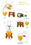 alcohol ambiguous_gender bartender beverage biped bipedal_feral bow_tie champagne champagne_bottle cocktail feral furniture solo stool wood wood_furniture wood_stool pfeasy lagomorph leporid mammal rabbit 2025 japanese_description