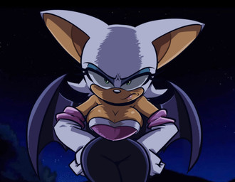 anthro big_breasts breasts cleavage clothed clothing female frown green_eyes hair looking_at_viewer night outside scene_parody solo white_hair wide_hips wings corythec sega sonic_the_hedgehog_(series) sonic_x rouge_the_bat bat mammal hi_res
