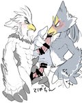 anthro beak beak_fetish beak_play beak_sex beakjob blush bodily_fluids fellatio genital_fluids genitals licking male male/male oral penile penis penis_lick precum saliva sex tongue tongue_out popemadara breath_of_the_wild nintendo the_legend_of_zelda revali teba_(tloz) avian bird rito censored