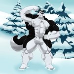 abs anthro balls biceps big_muscles big_penis black_body black_fur flexing fur genitals humanoid_genitalia humanoid_penis male multicolored_body multicolored_fur muscular muscular_anthro muscular_male nipples pecs penis smile smirk solo two_tone_body two_tone_fur white_body white_fur mixureru balto_(series) universal_studios steele_(balto) alaskan_malamute canid canine canis domestic_dog mammal nordic_sled_dog spitz 1:1 hi_res