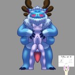 balls blue_body blush duo erection genitals hair male male/male nude penis simple_background size_difference demi_owo league_of_legends riot_games tencent willump_(lol) canid canine fox mammal yeti 1:1 hi_res