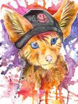 ambiguous_gender feral happy solo fuzzymaro canid canine fennec_fox fox mammal true_fox painting_(artwork) portrait traditional_media_(artwork) watercolor_(artwork)