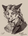 anthro hair long_hair male simple_background solo whiskers tatujapa edgar_vladilisitsa canid canine fox mammal 2020 bust_portrait digital_drawing_(artwork) digital_media_(artwork) hi_res monochrome portrait