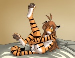 2009 4_toes antenna_hair anthro bed biped blep breasts brown_hair casual_nudity censored chest_tuft colored conditional_dnp convenient_censorship countershading digital_media_(artwork) digitigrade featureless_crotch feet felid female flora_(twokinds) fur furniture hair hindpaw inside keidran legs_up long_hair looking_at_viewer lying mammal multicolored_body multicolored_fur nude on_back on_bed one_eye_closed one_leg_up orange_body orange_fur pantherine pawpads paws plantigrade raised_leg simple_background sketchbook_(artwork) smile soles solo striped_body striped_fur stripes tail tan_background tiger toes tom_fischbach tongue tongue_out tuft twokinds under_boob white_body white_fur wink yellow_eyes