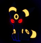 3_toes ambiguous_gender black_background black_eyes blue_outline darkness ear_markings feet feral glowing glowing_eyes glowing_markings leg_markings looking_at_viewer markings outline pupils quadruped red_sclera ring_(marking) simple_background sitting small_pupils solo toes toony yellow_markings plumflavor nintendo pokemon eeveelution generation_2_pokemon pokemon_(species) umbreon 2024 colored digital_media_(artwork) hi_res restricted_palette