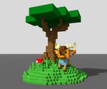 anthro antlers clothed clothing day fungus grass hill horn male mushroom nature outside plant sitting solo tree voxel_(artwork) handlebarsprites tom_cervo deer mammal 3d_(artwork) 6:5 digital_media_(artwork)