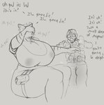 anthro areola big_breasts breasts clothed clothing dialogue dog_tags duo female fully_clothed huge_breasts male nipples panicking shrapnel text thick_thighs wounded amadchief felid human mammal pantherine tiger absurd_res english_text hi_res