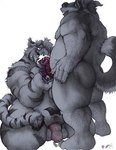 anthro bodily_fluids cum cum_in_mouth cum_inside duo fellatio genital_fluids male male/male musclegut muscular oral penile proposal sex yagi_b._(artist) canid canine canis domestic_dog felid mammal pantherine tiger