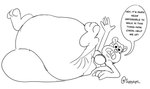 anthro big_diaper bikini bikini_top clothed clothing dialogue diaper female solo swimwear text two-piece_swimsuit wearing_diaper sippysips nickelodeon spongebob_squarepants sandy_cheeks mammal rodent sciurid tree_squirrel english_text monochrome sketch