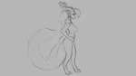 16:9 2019 anthro breasts digital_drawing_(artwork) digital_media_(artwork) digitigrade dragon female grey_background hair hand_on_hip horn long_tail monochrome mythological_creature mythological_scalie mythology nipples nude scalie side_view simple_background sketch solo standing tail watsup widescreen