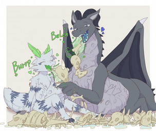 after_vore anthro bone burping burping_up_bones burping_up_object digestion duo fatal_vore feral male male/male vore accadurosoce mythology muth_(accadurosoce) vauren arthropod dragon insect lepidopteran moth mythological_creature mythological_scalie scalie hi_res