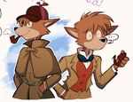 anthro black_nose bow_tie clothing coat deerstalker_hat edwardian fur hand_in_pocket hat headgear headwear male male_anthro multicolored_body multicolored_fur pipe pockets shirt smoking smoking_pipe solo topwear two_tone_body two_tone_fur victorian pest0sauce sherlock_hound_(series) sherlock_hound canid canine canis domestic_dog fox mammal hi_res