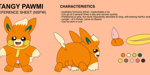 anus balls butt feral fur genitals hair logo male male_feral orange_body orange_fur penis scarf sheathed_tapering_penis simple_background solo tapering_penis text white_hair yellow_scarf pichu90 nintendo pokemon tangy_pawmi generation_9_pokemon pawmi pokemon_(species) artist_logo english_text hi_res model_sheet