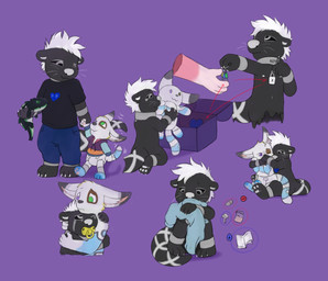 anthro armband bodily_fluids book caretaker clothed clothing collar crying diaper drugs duo fungus heart_symbol key legband lock male male/male mushroom neonate object_in_mouth pacifier pacifier_in_mouth pills plushie sweater tears topwear toy_box wearing_diaper young anowotternpc mythology dominic_(fennecat) npc_(anowotternpc) canid canine domestic_cat dragon felid feline felis fennec_fox fox hybrid mammal mustelid mythological_creature mythological_scalie otter scalie true_fox