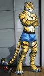 4_toes anthro athletic athletic_anthro athletic_male bell_on_tail black_claws black_lips black_pawpads black_stripes body_hair boxers_(clothing) boxers_only bulge claws clothed clothing crossed_arms detailed_background digitigrade feet floor fur green_eyes happy_trail head_tuft inside lips looking_at_viewer male navel pawpads paws pose smile solo standing stripes tail tan_body tan_fur toe_claws toes topless tuft underwear underwear_only whiskers white_body white_fur wood wood_floor yellow_body yellow_fur hufnaar ulbrek felid mammal pantherine tiger 2017 digital_drawing_(artwork) digital_media_(artwork) hi_res shaded signature soft_shading