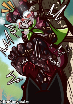 ankle_tied anthro arms_tied ascot bdsm black_body black_ears black_fur black_tail blue_eyes blush bodily_fluids bondage bound bound_to_object breasts butt cape clothing crying_laughing curling_toes duo feet female foot_fetish foot_focus fur gloves green_cape green_clothing handwear laugh legs_tied male male/female multicolored_body multicolored_fur pink_body pink_fur pink_tail plant red_cape red_clothing red_gloves red_handwear saliva soles spread_toes sweat sweatdrop sweaty_feet tail tears teeth thick_thighs tickle_fetish tickle_torture tickling tickling_feet toe_restraints toes toes_tied tree two_tone_tail white_body white_fur wide_hips cabimangaka erocanvasart cartoon_network mao_mao:_heroes_of_pure_heart sheriff_mao_mao_mao tanya_keys canid canine domestic_cat felid feline felis mammal raccoon_dog tanuki absurd_res hi_res
