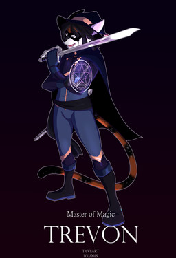anthro boots cat_costume clothing costume footwear gloves handwear magic magic_user mask melee_weapon shoes solo sparkles star suit sword tightsuit weapon trevhart trevon domestic_cat felid feline felis mammal 2019 absurd_res hi_res