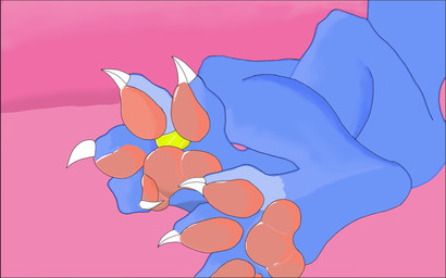 anthro biped blue_body blue_legs blue_paws blue_toes bottomless claws clothed clothing crossed_legs digit_ring feet foot_focus hindpaw jewelry male pawpads paws pink_background pink_pawpads ring simple_background sitting solo toe_ring toes white_claws bpz_(artist) canid canine fox humanoid mammal digital_media_(artwork) hi_res