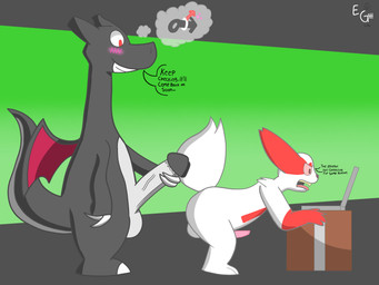 balls big_penis box computer container duo electronics feral fur gender_symbol genitals gradient_background humanoid_genitalia humanoid_penis laptop male male/male male/male_symbol male_symbol penis sexuality_symbol simple_background symbol tail tapering_penis what white_body white_fur unknown_artist mythology nintendo pokemon charizard dragon generation_1_pokemon generation_3_pokemon mythological_creature mythological_scalie pokemon_(species) scalie zangoose hi_res