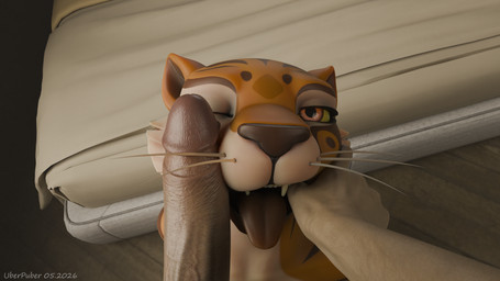 anthro bed bedroom big_penis black_stripes duo eye_reflection female finger_in_mouth first_person_view fish_hooking fur furniture genitals glistening glistening_eyes hand_in_mouth human_pov humanoid_genitalia humanoid_penis long_teeth looking_at_viewer male male/female male_pov multicolored_body offscreen_male one_eye_closed orange_body orange_fur penis penis_on_face reflection stripes tongue tongue_out whiskers white_body white_fur uberpuber sladdoska_(modeler) dreamworks kung_fu_panda master_tigress felid human mammal pantherine tiger 16:9 2026 3d_(artwork) 4k absurd_res blender_(artwork) blender_cycles_(artwork) digital_media_(artwork) hi_res huge_filesize widescreen