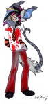 alternative_fashion anthro blood blood_on_clothing bodily_fluids bottomwear checkered clothed clothing deathhawk ear_tails ear_tuft emo fully_clothed fur glamfur hair long_hair male necktie orange_eyes pants piercing punk_hair scene_(fashion) shirt sideburn_mohawk solo tail topwear tuft zeriara skihi canid canine mammal 2007 marker_(artwork) traditional_media_(artwork)