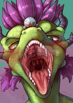 anthro green_body green_eyes green_scales looking_at_viewer male mouth_shot open_mouth scales simple_background solo uvula vore smolspearrow bethesda_game_studios microsoft skyrim the_elder_scrolls walks-in-nature_(reinhardtthewolf) argonian lizard reptile scalie hi_res