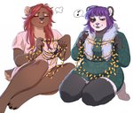 anthro boa_(clothing) christmas_lights clothing countershading duo female hair holidays nsfwzhenya christmas opal_(jellydoeopal) bear giant_panda mammal sun_bear ursine digital_media_(artwork)