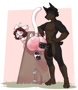 accessory anal anal_penetration anthro balls bdsm bell bell_collar big_balls big_butt big_penis biped black_body black_fur black_hair black_nose bondage bound bow_ribbon brown_body brown_countershading brown_fur brown_markings butt collar countershade_face countershade_torso countershading duo erection eyebrows femboy fur gag gagged genitals gloves_(marking) hair hair_accessory hair_bow hair_ribbon interspecies leg_markings looking_at_another looking_at_partner looking_back looking_back_at_another looking_back_at_partner lube_on_penis male male/male male_penetrated male_penetrating male_penetrating_male markings multicolored_body nude one_eye_closed open_mouth pawpads penetration penile penile_penetration penis penis_in_ass plantigrade restraints ribbons ring_gag sex short_hair short_tail simple_background socks_(marking) spank_marks standing stocks tail teeth tongue tongue_out two_tone_body white_body white_fur borvar aubrey_(iceink) ambiguous_species canid canine domestic_cat felid feline felis mammal 2023 hi_res