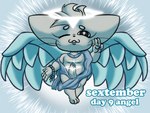 anthro bodily_fluids chibi clothed clothing cross feathered_wings feathers genitals hair humanoid_genitalia humanoid_penis long_ears male penis saint saint_position simple_background slightly_chubby slightly_chubby_anthro slightly_chubby_male smile solo text wings linyxart superbinario binario_(superbinario) angel domestic_cat felid feline felis mammal 2022 4:3 absurd_res digital_media_(artwork) english_text hi_res shaded