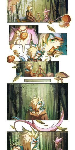 ambiguous_gender anthro bamboo bamboo_forest blue_body blue_eyes blue_fur camping collar cooking duo female forest fungus fur jewelry mushroom necklace pink_body pink_fur plant tree white_body white_fur sovnia nintendo pokemon kian_(kianyemao) yemao_(kianyemao) canid canine generation_5_pokemon generation_7_pokemon liepard lycanroc mammal midnight_lycanroc pokemon_(species) shiny_pokemon absurd_res hi_res