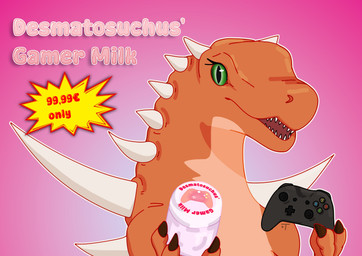 container controller dairy_products female feral food game_controller horn milk_container price_tag pupils simple_background slit_pupils snout solo teeth_showing xbox_controller temnelc dino_d-day gamer_girl_bath_water microsoft xbox xbox_game_studios desmatosuchus prehistoric_species reptile scalie absurd_res hi_res
