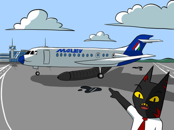 aircraft airplane airport anthro big_penis duo genitals gesture hand_gesture huge_penis hyper hyper_genitalia hyper_penis machine male male/male penis vehicle qwertzs felid feline living_machine living_vehicle mammal 4:3 absurd_res hi_res