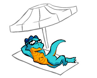 anthro beach beach_towel beach_umbrella blue_horn eyewear female horn lounging parasol seductive solo sunglasses tail tapering_tail teal_body teal_scales towel yellow_underbelly gravel_pit_(artist) pebble_(gravel_pit) kobold scalie