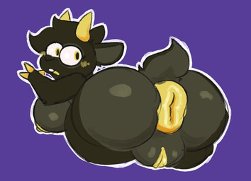 anthro anus big_breasts big_butt breasts butt ears_up eyelashes female fluffy fluffy_hair fluffy_tail fur genitals hair hands_on_wall horn multicolored_body multicolored_fur narrowed_eyes nude nude_anthro nude_female open_mouth outline plump_labia presenting presenting_anus presenting_hindquarters puffy_anus shocked simple_background solo tail vulva white_outline ridge_(artist) honeypop bovid caprine goat mammal 2025 colored digital_drawing_(artwork) digital_media_(artwork) hi_res trans_(lore) trans_woman_(lore)