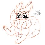 blush female feral fluffy fluffy_tail genitals open_mouth pawpads paws pussy simple_background solo tail vaginal white_background linen_lolita nintendo pokemon eeveelution flareon generation_1_pokemon pokemon_(species) artist_name sketch