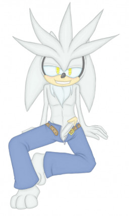 anthro bedroom_eyes biped bottomwear chest_tuft clothed clothing erection fur genitals half-closed_eyes humanoid_genitalia humanoid_penis looking_at_viewer male muscular muscular_anthro muscular_male narrowed_eyes open_bottomwear open_clothing open_pants pants pecs penis presenting presenting_penis seductive simple_background sitting smile solo topless tuft white_background yellow_eyes unknown_artist sega sonic_the_hedgehog_(series) silver_the_hedgehog eulipotyphlan hedgehog mammal low_res source_request
