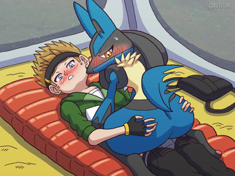 ambiguous_gender anthro blonde_hair blue_body blue_eyes blue_fur blush bodily_fluids butt butt_grab camping clothed clothed_sex clothing cowgirl_position duo female female_on_human female_on_top fingerless_gloves from_front_position fur gloves hair hand_on_butt handwear interspecies male male/female male_on_anthro obscured_sex on_bottom on_top orange_eyes pokephilia sex sleeping_bag spikes sweat tail tail_motion tailwag tan_body tan_fur teeth retsgar nintendo pokemon matt's_lucario_(retsgar) matt_(retsgar) generation_4_pokemon human lucario mammal pokemon_(species) 4:3 animated frame_by_frame no_sound short_playtime smaller_version_at_source video female_(lore)