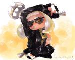 clothing crown dualies eyewear female fingerless_gloves gloves gun handgun handwear headgear jacket markings mole_(marking) pseudo_hair ranged_weapon solo sunglasses tentacle_hair tentacles topwear weapon yellow_eyes zipper ava-riel nintendo splatoon pearl_(splatoon) animal_humanoid cephalopod cephalopod_humanoid humanoid inkling marine marine_humanoid mollusk mollusk_humanoid