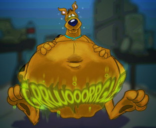 belly big_belly black_spots blurred_background blush brown_body brown_fur bubble_emanata collar collar_only collar_tag digestion_noises emanata feral fur green_blush half-closed_eyes hand_on_belly huge_belly ill male markings narrowed_eyes nausea navel nude onomatopoeia overeating overweight overweight_feral overweight_male paws rumbling_stomach solo sound_effects spots spotted_body spotted_fur text whisker_spots scudmum hanna-barbera scooby-doo_(series) scooby-doo canid canine canis domestic_dog great_dane mammal mastiff molosser 2026 colored colored_sketch digital_drawing_(artwork) digital_media_(artwork) hi_res shaded sketch