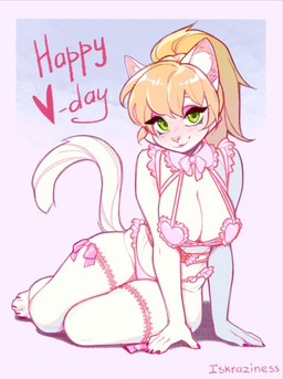 4_toes anthro barefoot biped blush bra breasts claws clothed clothed_anthro clothed_female clothing feet female finger_claws fingers fur hair looking_at_viewer panties paws smile solo tail toe_claws toes underwear iskra alisa_(iskra) domestic_cat felid feline felis mammal 2026 digital_drawing_(artwork) digital_media_(artwork) hi_res