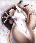 anthro areola breasts china claws elegant female female/female fluffy genitals looking_at_viewer nails navel nipples nude paws pussy solo tail oxygeni dreamworks kung_fu_panda zhen_(kung_fu_panda) canid canine corsac_fox fox mammal true_fox 2024 hi_res