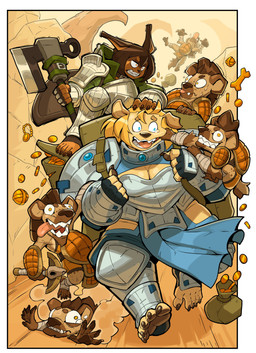 5_fingers 5_toes angry anthro arm_wraps armor axe backpack belt black_nails blep blonde_hair blue_eyes bodily_fluids bone boob_armor breastplate breasts brown_body brown_fur brown_hair brown_nails choker cleavage clenched_teeth clothed clothing coin colored_nails crouching cute_fangs eye_contact falling fangs feet female finger_fetish finger_in_mouth finger_play fingers fish_hooking floppy_ears foot_wraps fur gold_(metal) gold_coin greaves group hair hand_on_head holding_character holding_object holding_weapon hood humanoid_feet humanoid_hands jewelry knight looking_at_another lying male melee_weapon mohawk nails necklace on_back open_mouth open_smile orange_eyes pauldron pawpads pelvic_curtain pickaxe plantigrade plate_armor pouch_(clothing) running scared sharp_nails sharp_teeth short_hair size_difference smile soles sweat tears teeth toes tongue tongue_out warrior weapon wide_eyed wraps yellow_body yellow_eyes yellow_fur ceehaz dog_knight_rpg jeane_(ceehaz) rory_(ceehaz) avian bird bird_dog canid canine canis dobermann domestic_dog golden_retriever hunting_dog hyena labrador mammal pinscher retriever spotted_hyena 2021 absurd_res hi_res