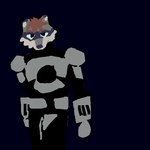 anthro armor black_nose brown_hair clothed clothing electrocution fully_clothed hair male solo guncht nick_(dudeg) mammal procyonid raccoon 1:1 2d_animation aliasing animated digital_media_(artwork) loop low_res short_playtime